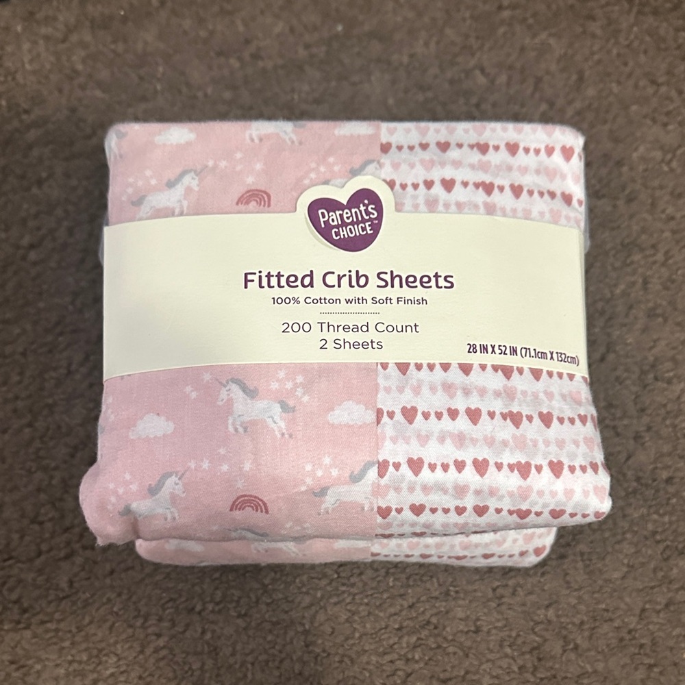 Parent's Choice Pink Fitted Crib Sheets